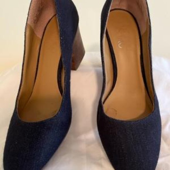 Denim blue pumps with block heel 6.5M like new - Picture 4 of 5